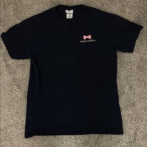 Simply Southern Navy Tee with Pink Accent